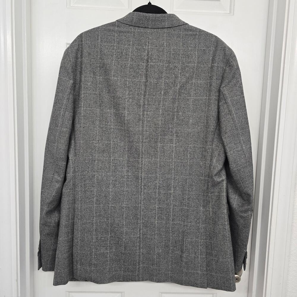 Men’s Wool Sport Blazer Coat Gray Plaid Sz 42 Slim Office Preppy Business Casual - Picture 3 of 8